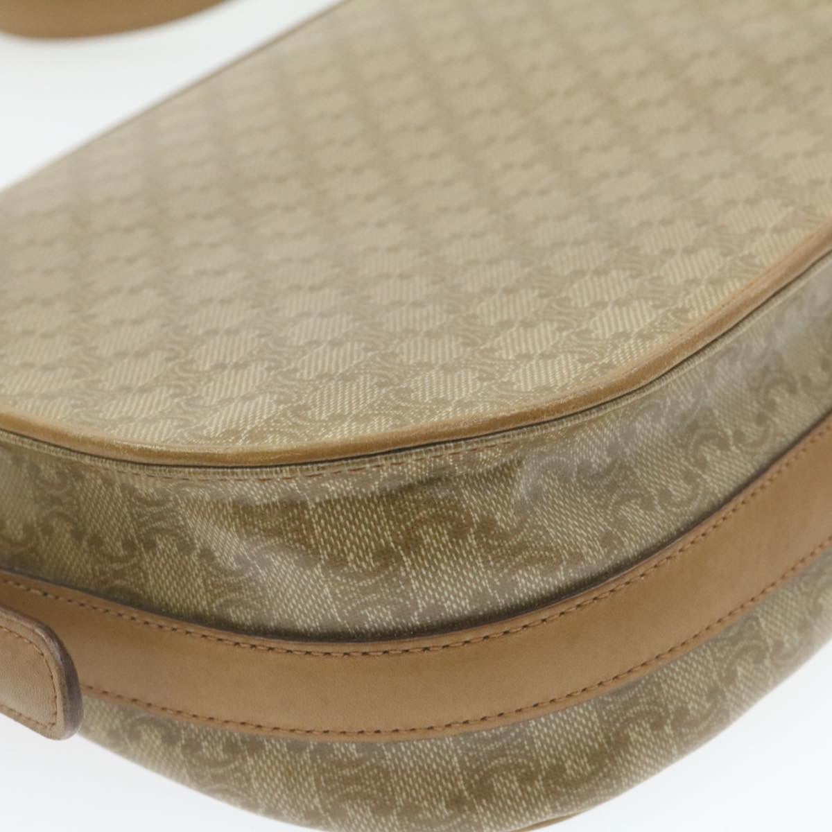 CELINE Macadam Canvas Shoulder Bag Beige PVC Leather Auth am612g