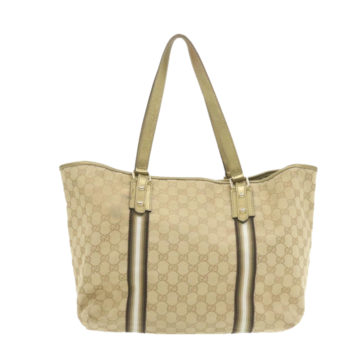 GUCCI Sherry Line GG Canvas Tote Bag Canvas Beige Gold Brown 139260 Auth am626g - 0