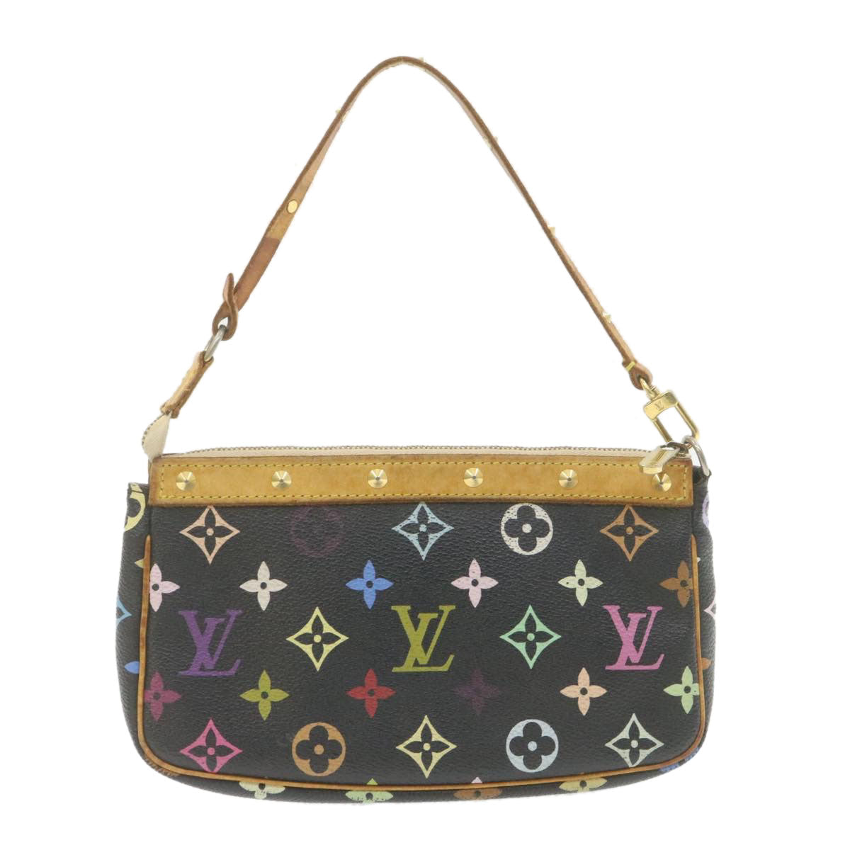 LOUIS VUITTON Multicolor Pochette Accessoires Pouch Black M92648 LV Auth am715g