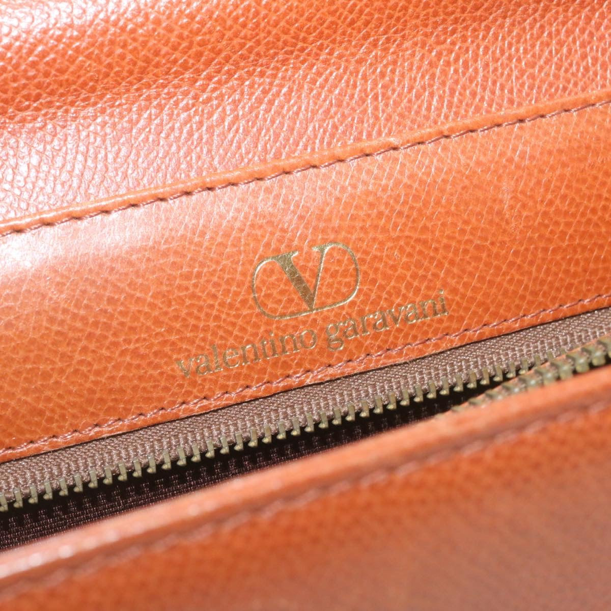 VALENTINO Galavani Hand Bag Leather 2Way Brown Auth am862g