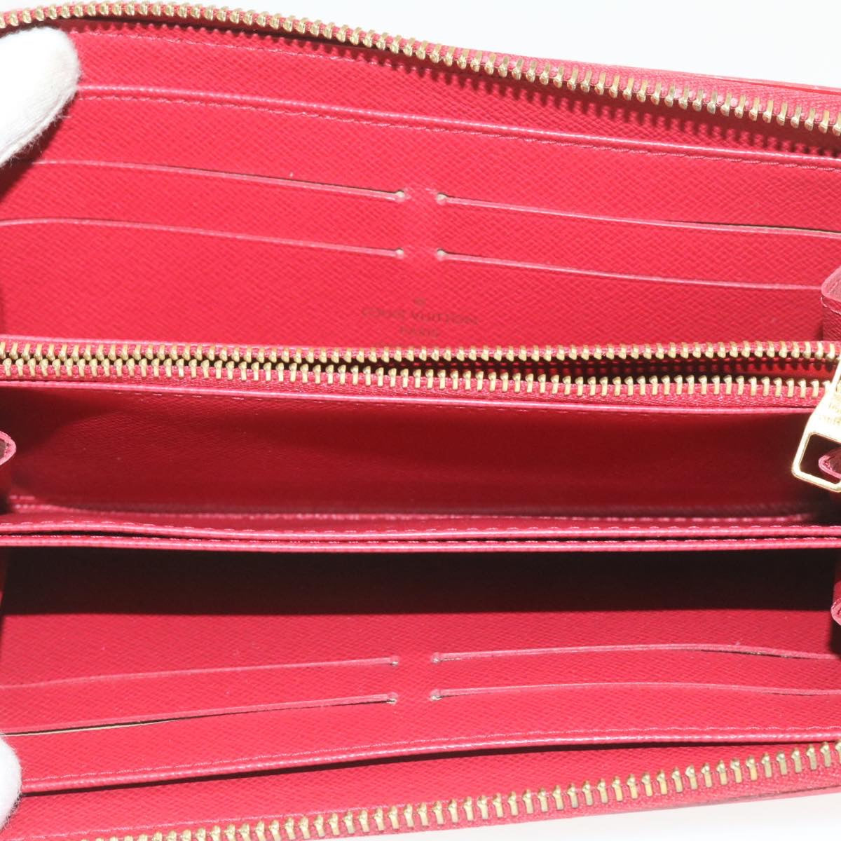 LOUIS VUITTON Panama line Zippy Wallet Long Wallet Red M58043 LV Auth hk016