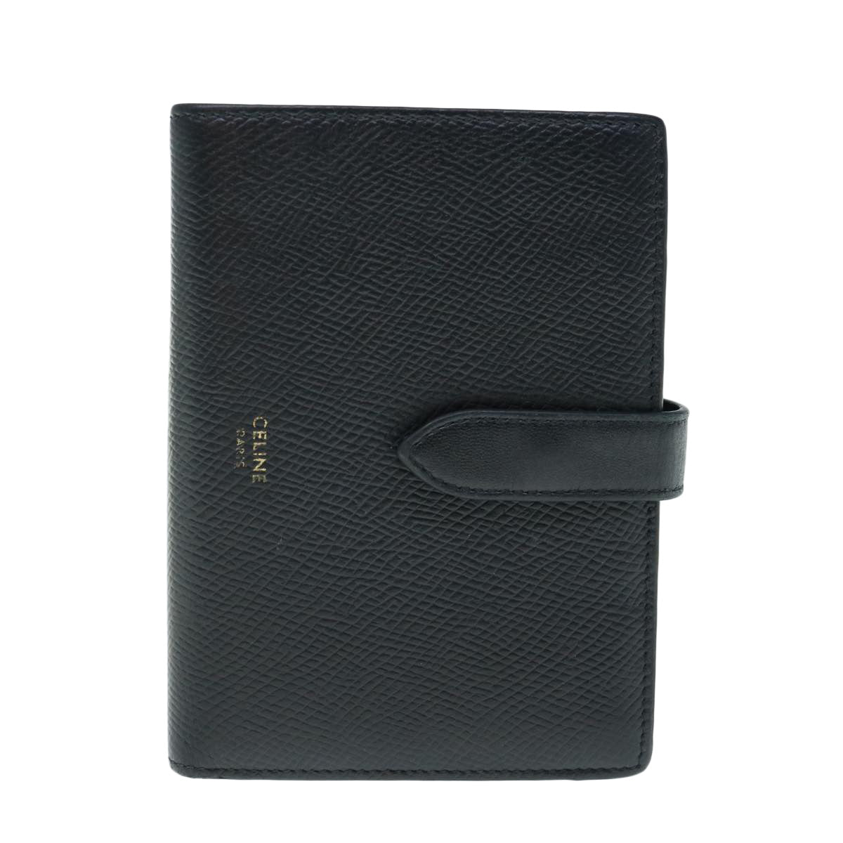 CELINE Wallet Leather Black Auth hk1002