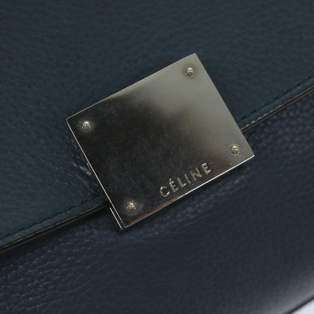 CELINE Hand Bag Suede Leather Navy Auth hk1003