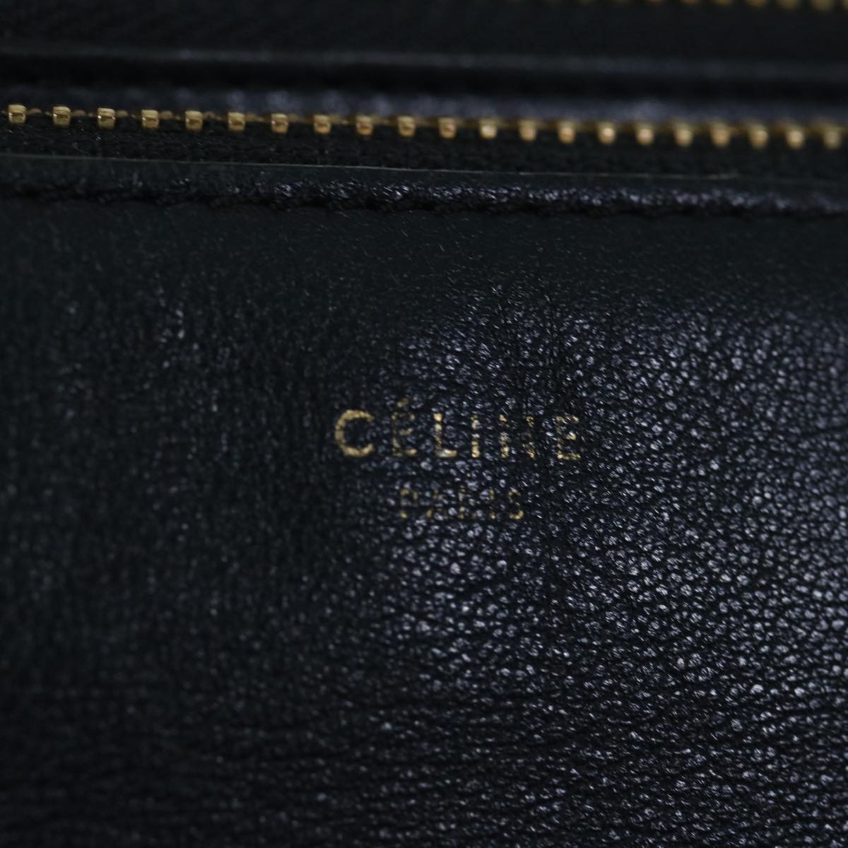 CELINE Trio Shoulder Bag Leather Black Auth hk1006