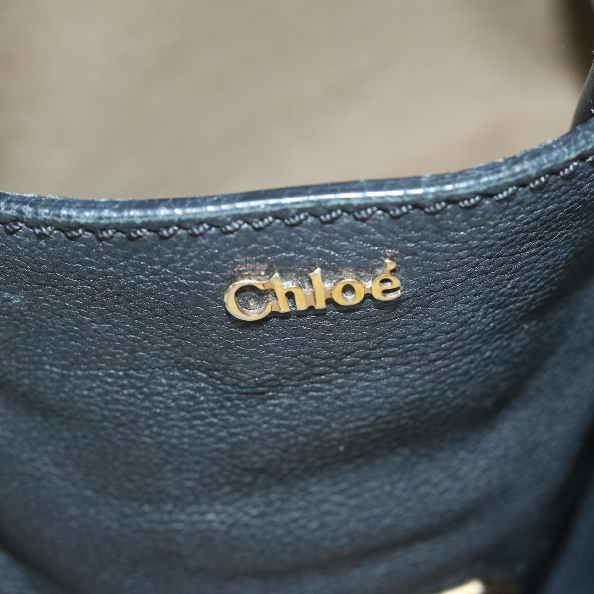 Chloe Elsie Shoulder Bag Leather Black 02 12 50 65 Auth hk1010