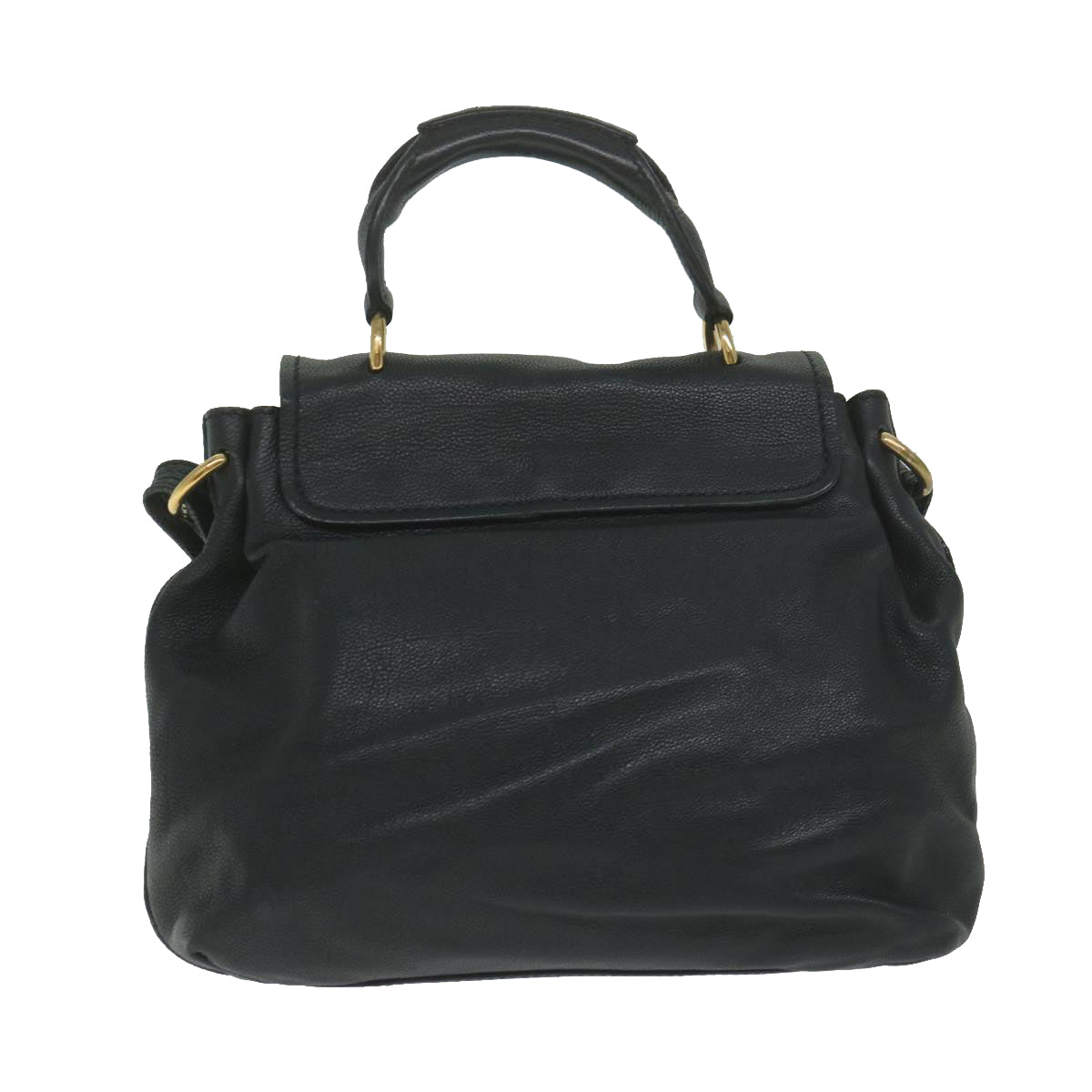 Chloe Elsie Shoulder Bag Leather Black 02 12 50 65 Auth hk1010 - 0