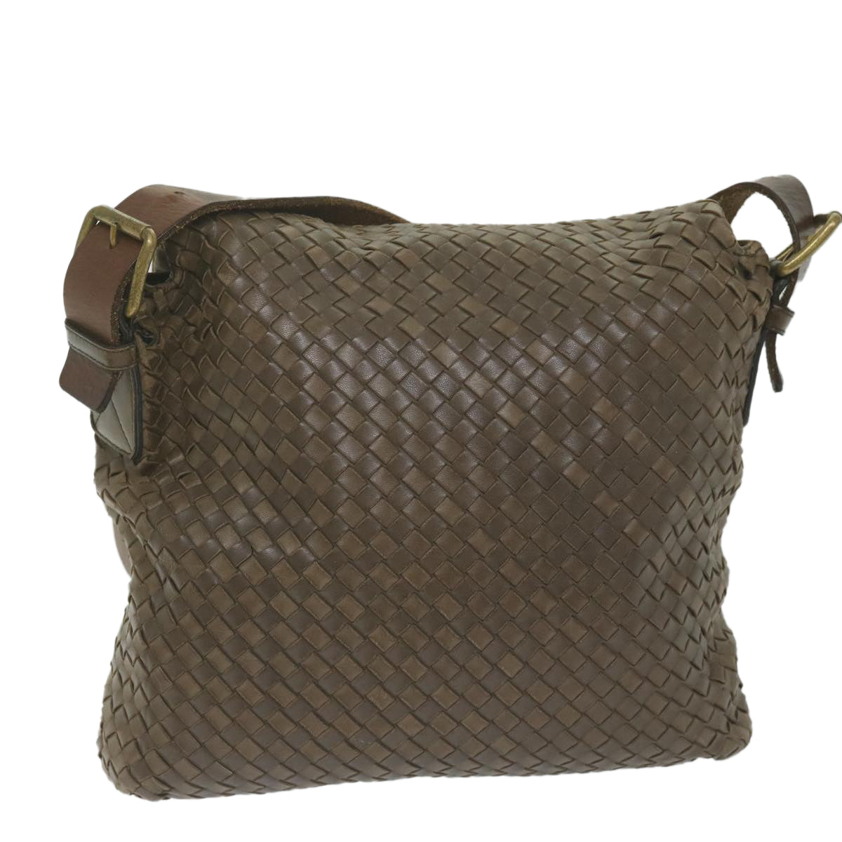 BOTTEGAVENETA INTRECCIATO Shoulder Bag Leather Brown Auth hk1015 - 0