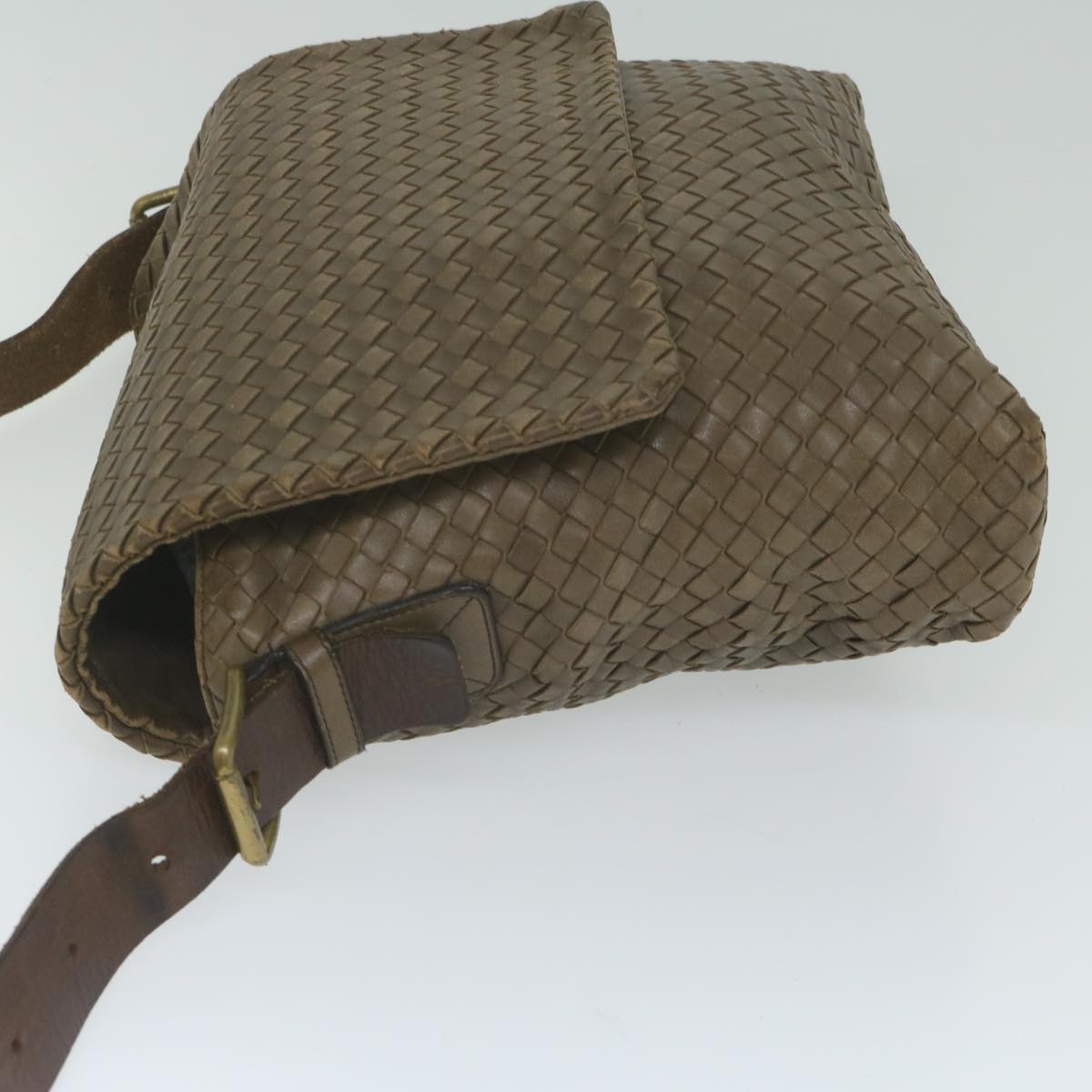 BOTTEGAVENETA INTRECCIATO Shoulder Bag Leather Brown Auth hk1015