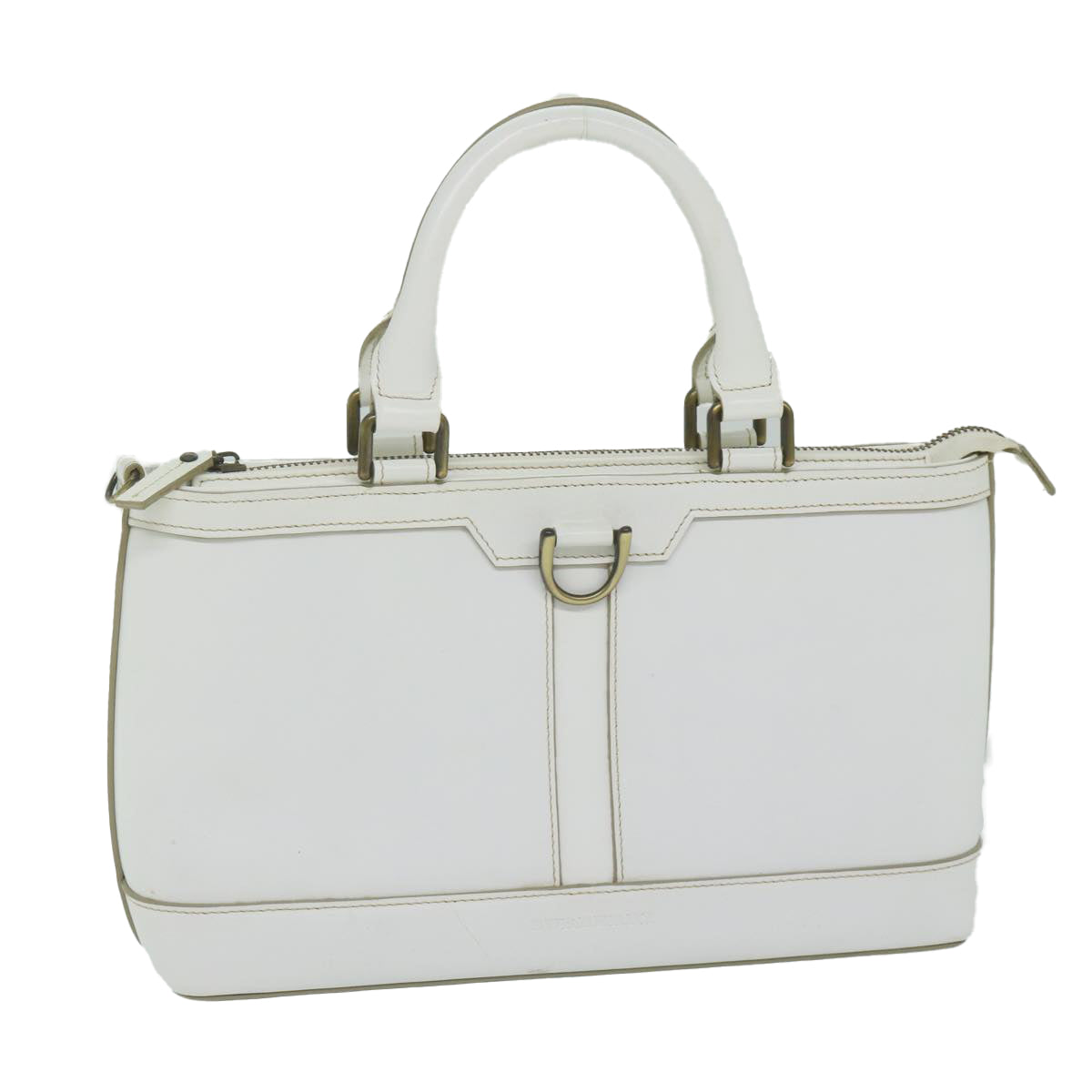 BURBERRY Hand Bag Leather White Auth hk1017