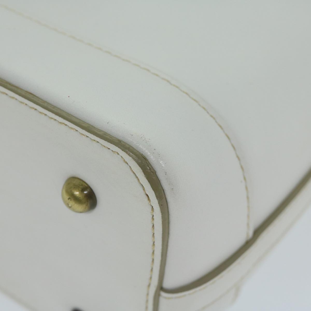 BURBERRY Hand Bag Leather White Auth hk1017