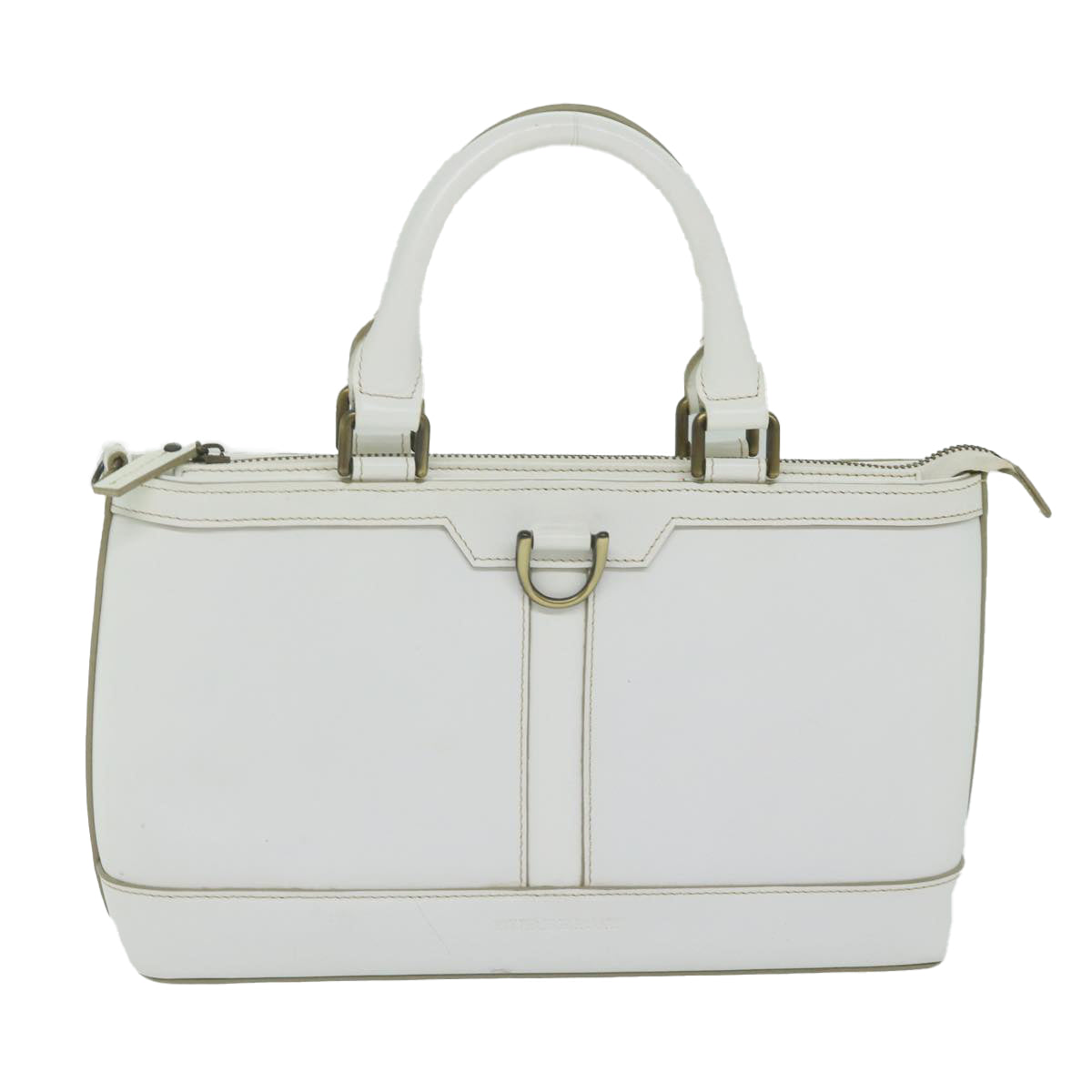 BURBERRY Hand Bag Leather White Auth hk1017