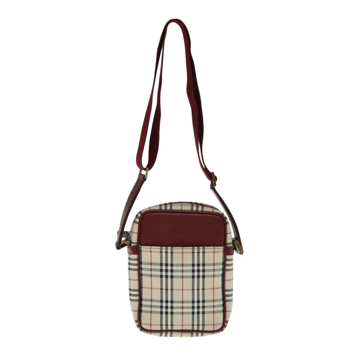 BURBERRY Nova Check Shoulder Bag Nylon Canvas Beige Auth hk1021