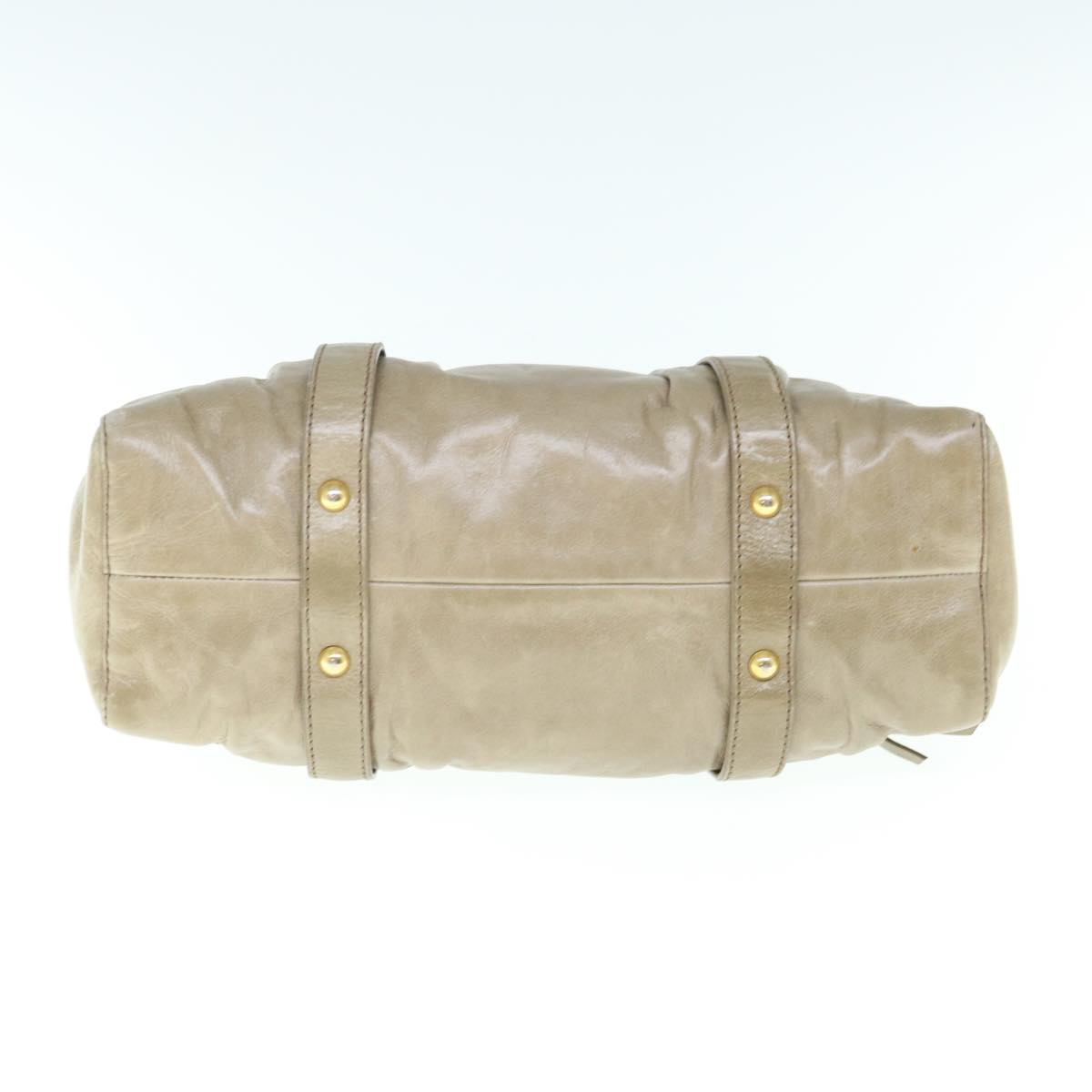 Miu Miu Hand Bag Leather 2way Beige Auth hk1031