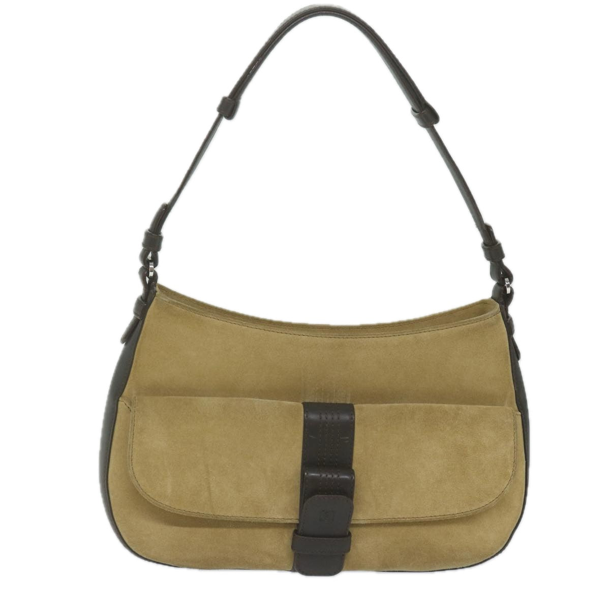 LOEWE Shoulder Bag Suede Beige Auth hk1044