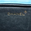 CHANEL Hand Bag Lamb Skin Blue CC Auth hk455A-18