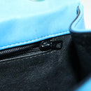 CHANEL Hand Bag Lamb Skin Blue CC Auth hk455A-22