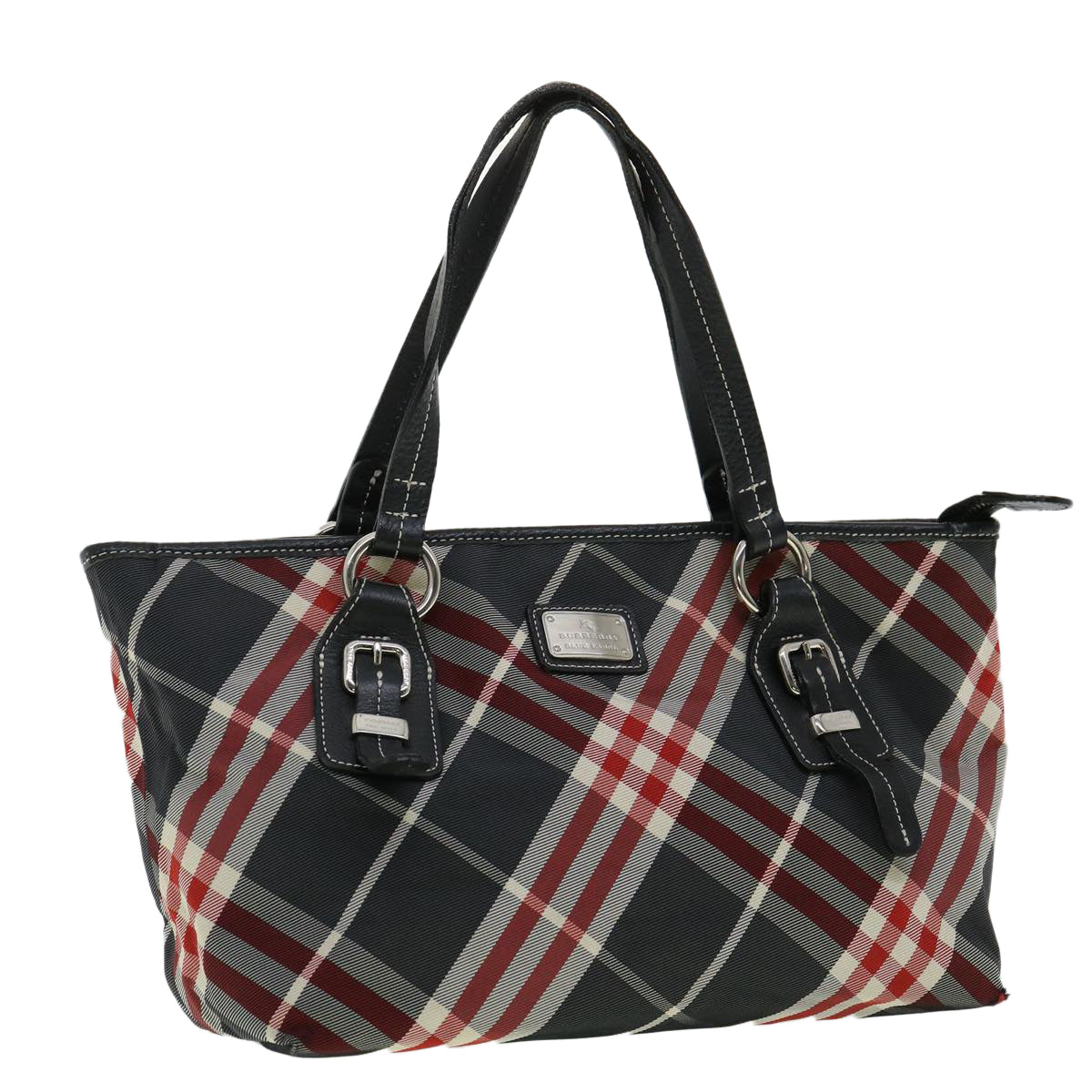 BURBERRY Nova Check Shoulder Bag Canvas Red Auth hk499