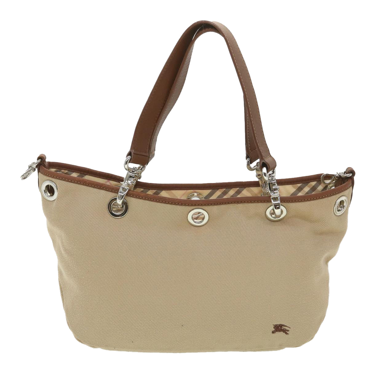 BURBERRY Shoulder Bag Canvas 2way Beige Auth hk628