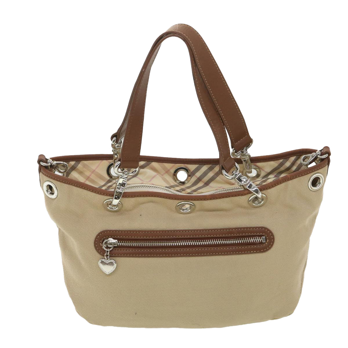 BURBERRY Shoulder Bag Canvas 2way Beige Auth hk628