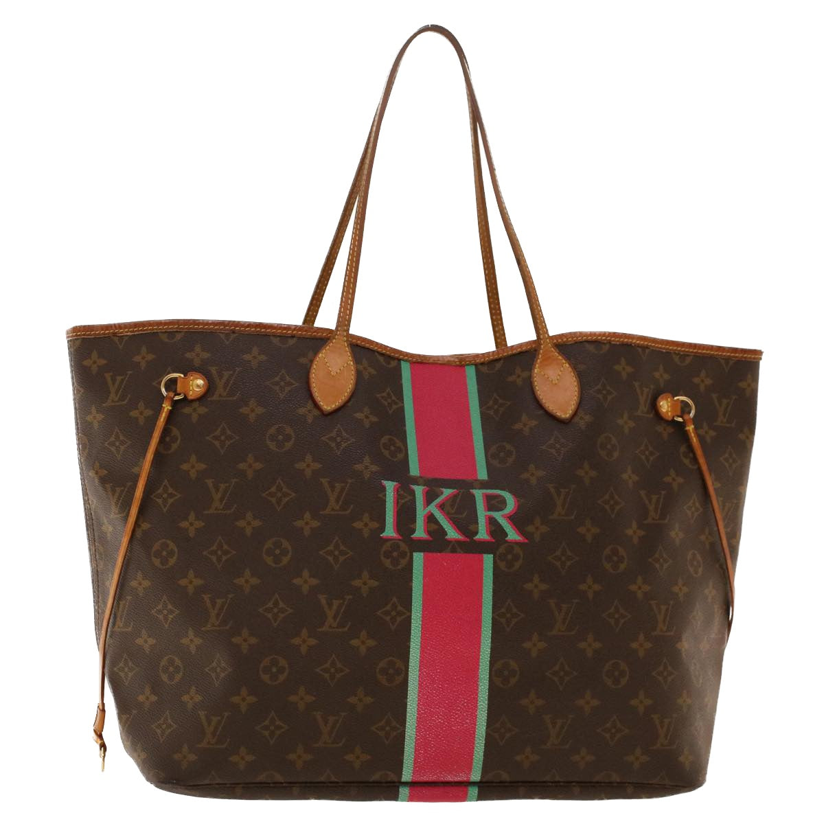 LOUIS VUITTON Monogram Neverfull GM Tote Bag My LV Red Green M40157 Auth hk693