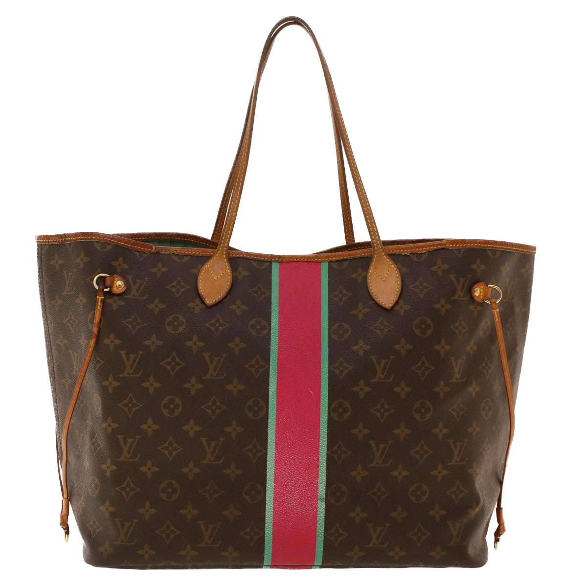 LOUIS VUITTON Monogram Neverfull GM Tote Bag My LV Red Green M40157 Auth hk693 - 0