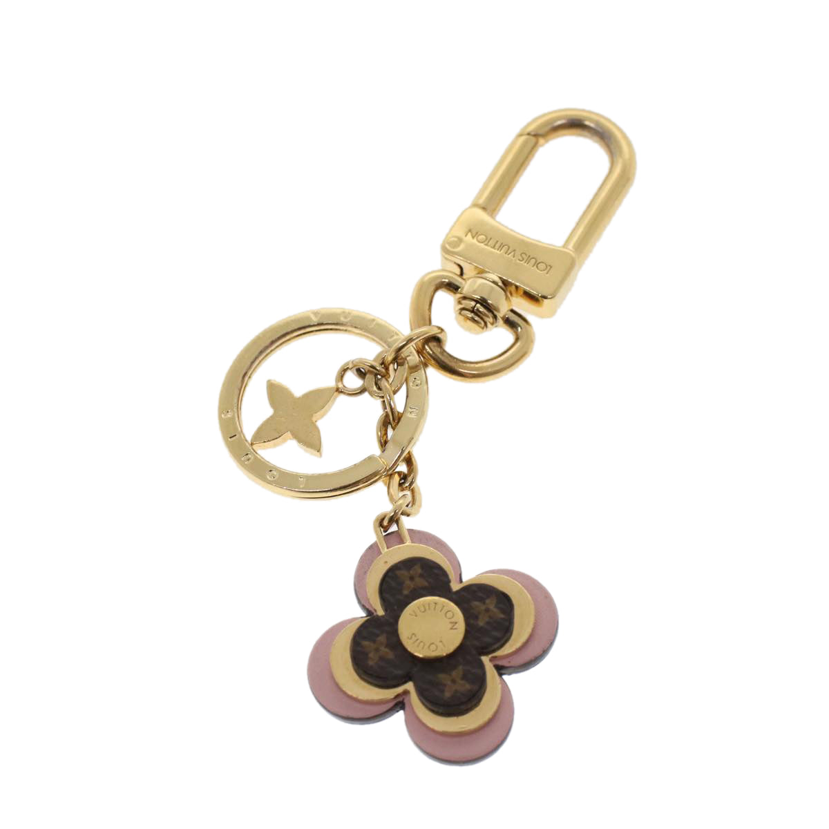 LOUIS VUITTON Porte Cles Blooming Flower BB Key Holder Pink M63085 LV Auth hk723