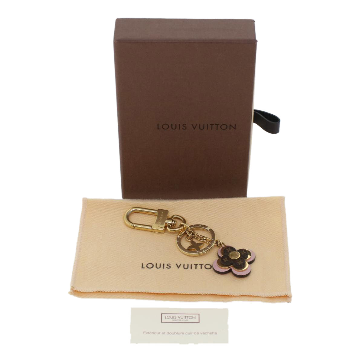 LOUIS VUITTON Porte Cles Blooming Flower BB Key Holder Pink M63085 LV Auth hk723