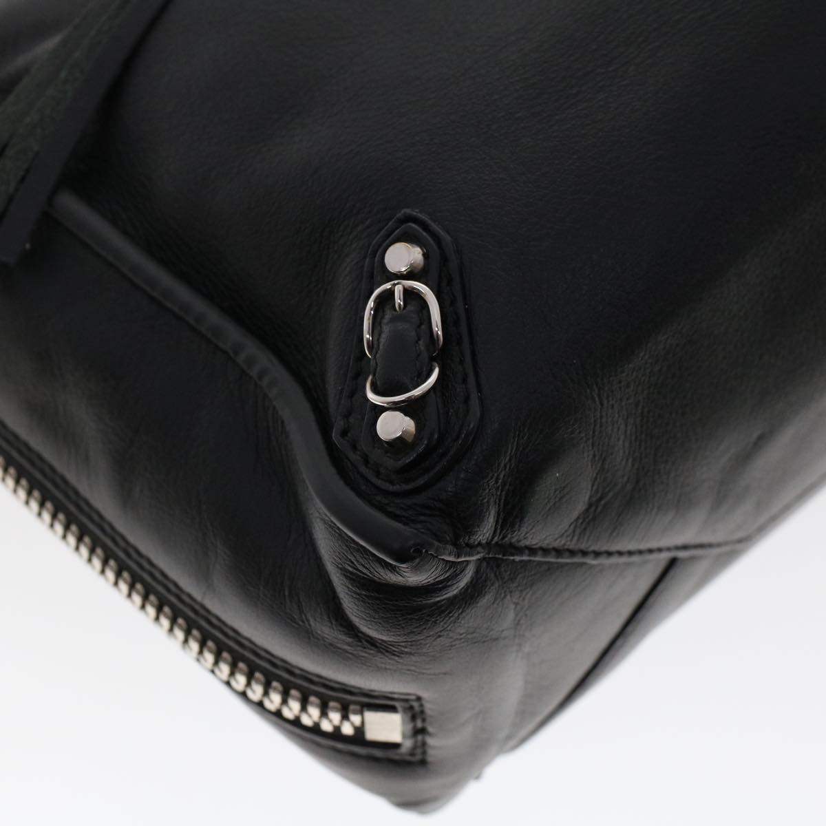 BALENCIAGA Mini Paper Hand Bag Leather Black Auth hk743