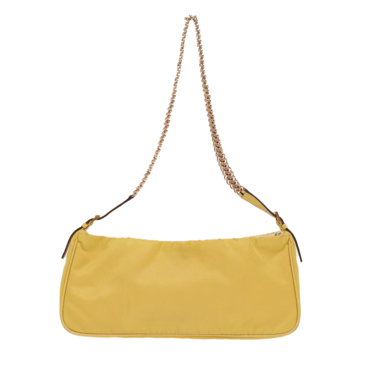 PRADA Chain Shoulder Bag Nylon Yellow Auth hk780