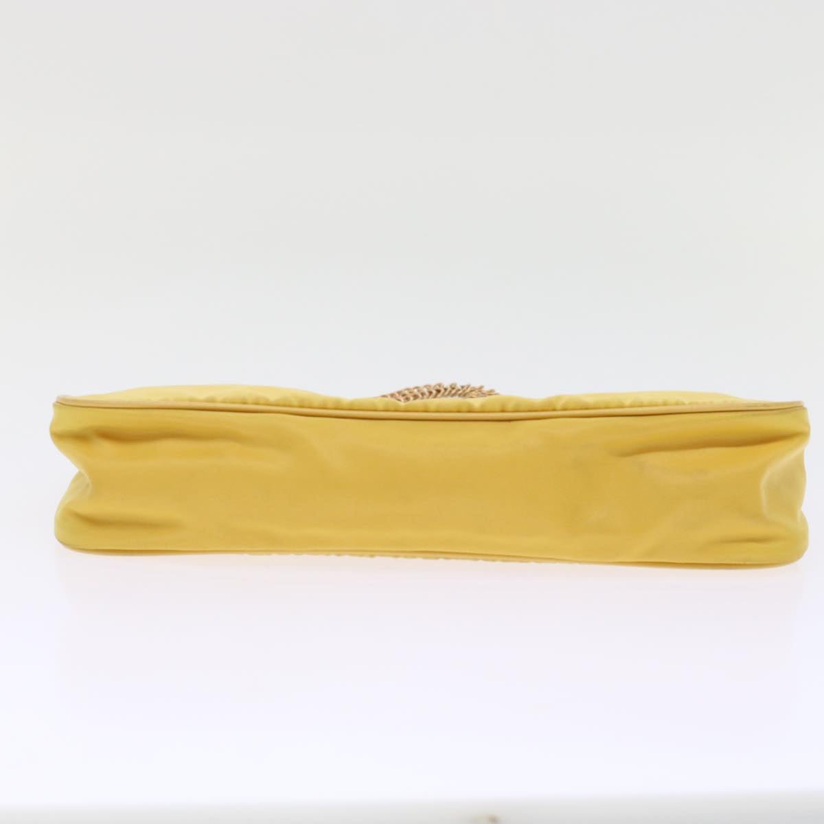 PRADA Chain Shoulder Bag Nylon Yellow Auth hk780