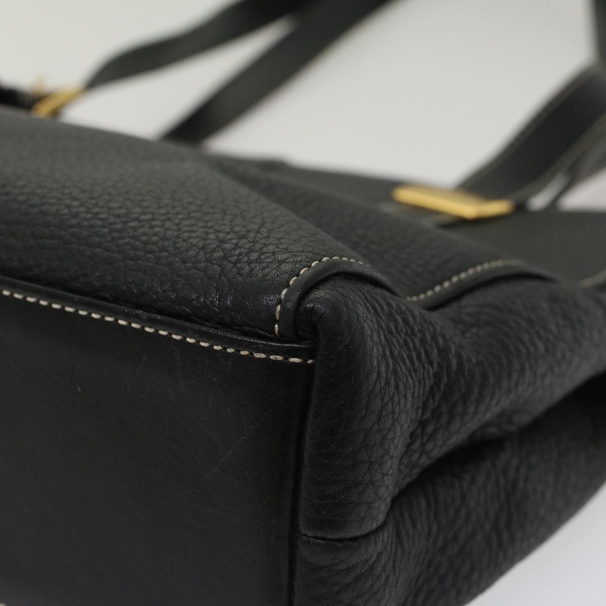 BURBERRY Shoulder Bag Leather Black Auth hk787