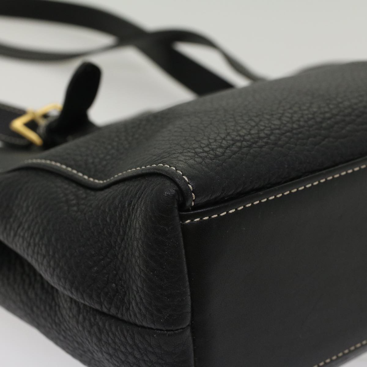 BURBERRY Shoulder Bag Leather Black Auth hk787