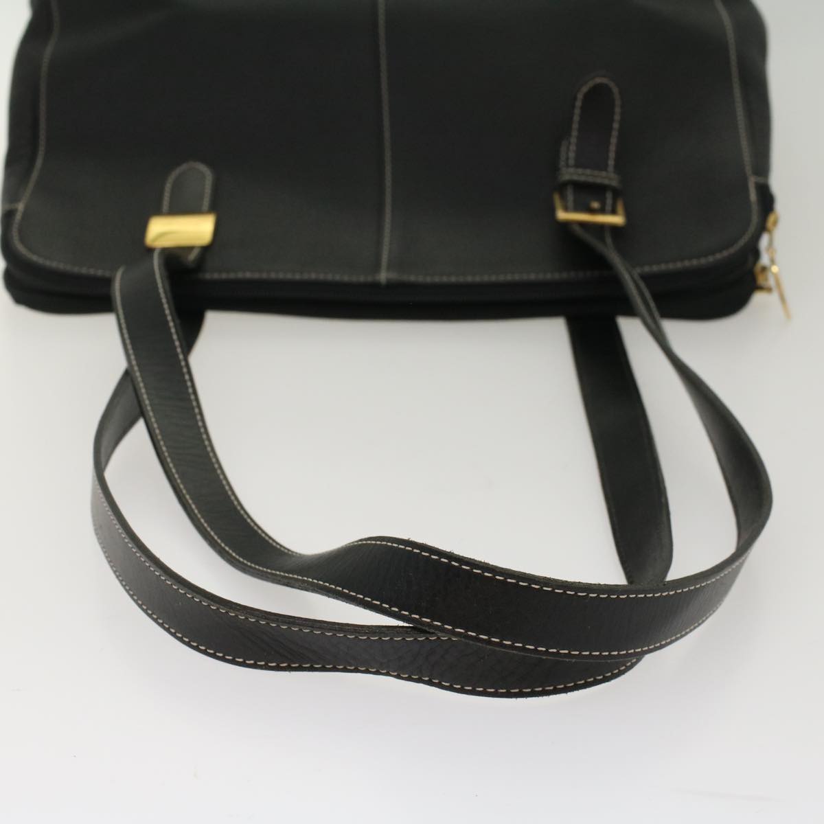 BURBERRY Shoulder Bag Leather Black Auth hk787