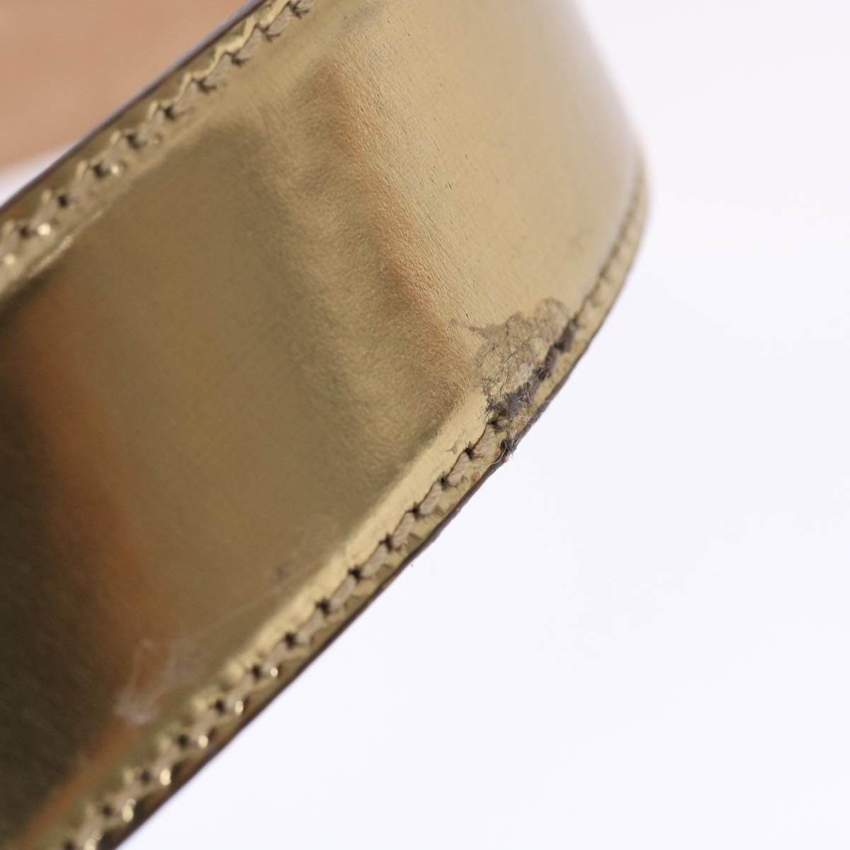 GUCCI Belt Leather 29.9""-33.1"" Gold Tone Auth hk796