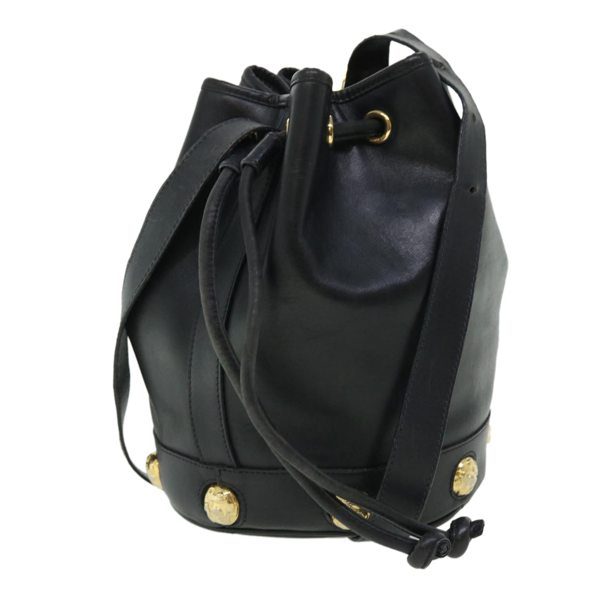 Salvatore Ferragamo Shoulder Bag Leather Black Auth hk807