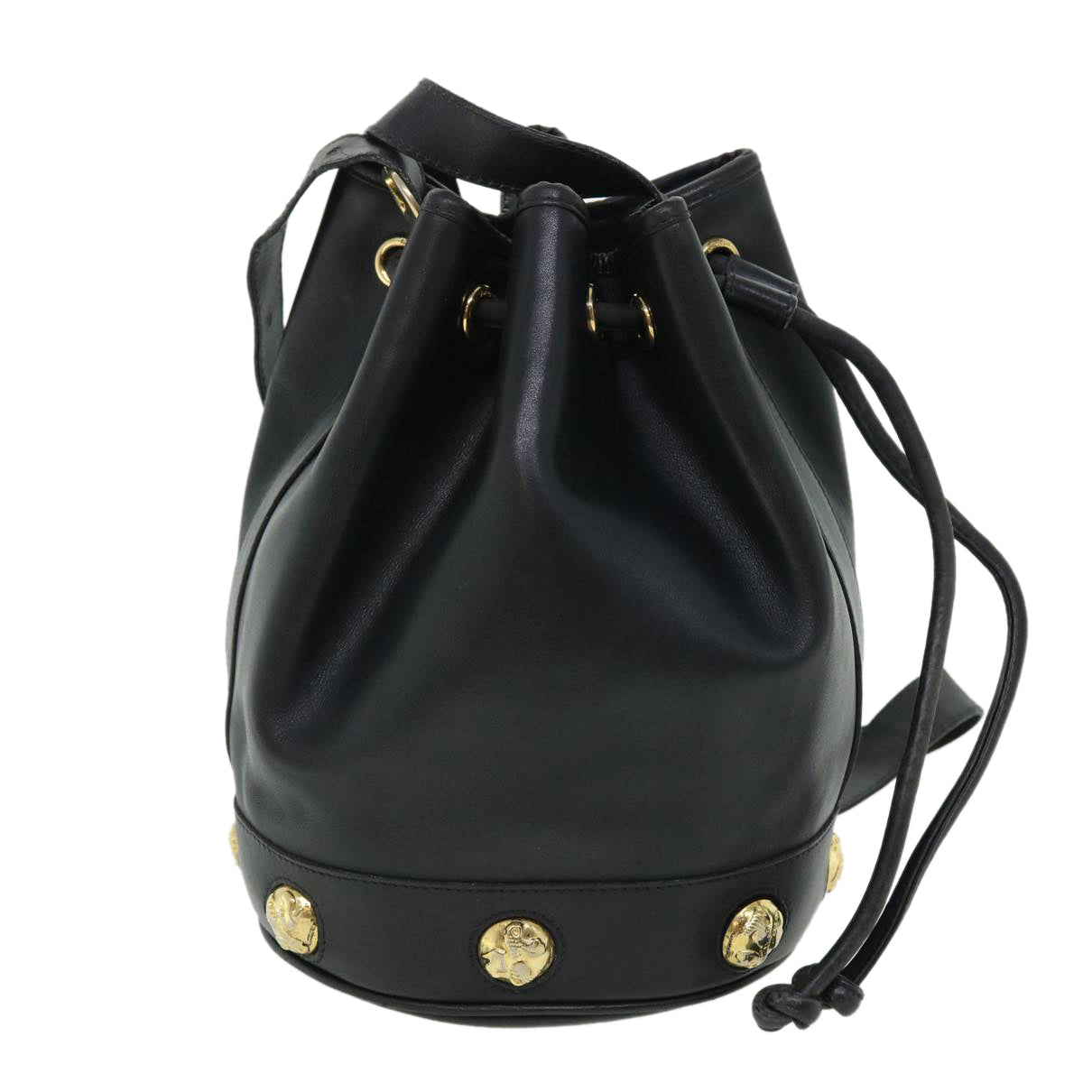 Salvatore Ferragamo Shoulder Bag Leather Black Auth hk807 - 0