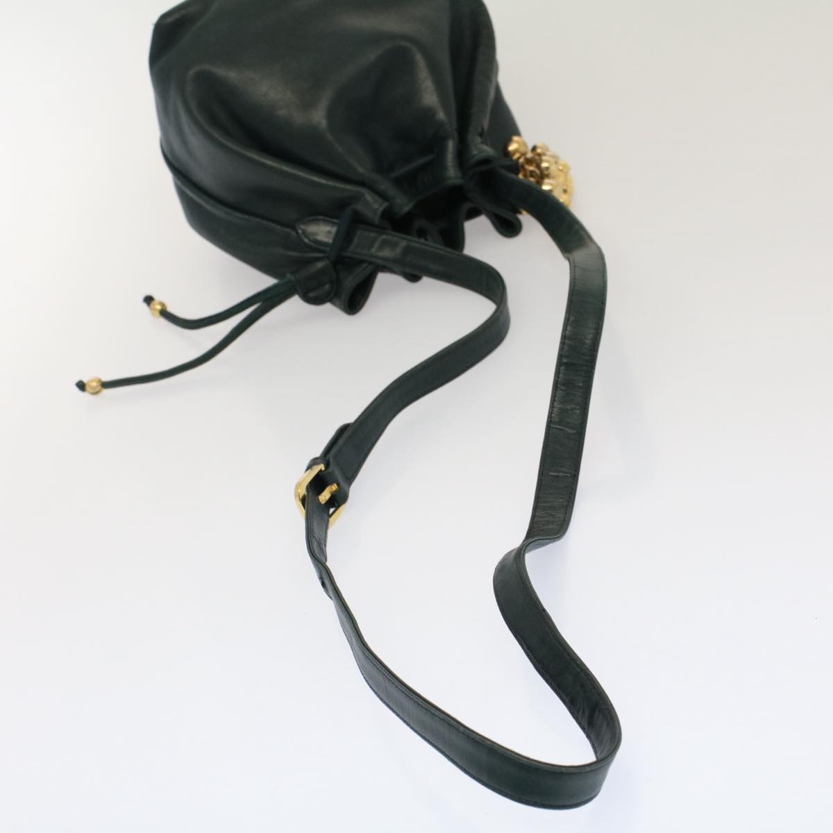 Salvatore Ferragamo Shoulder Bag Leather Green Auth hk808