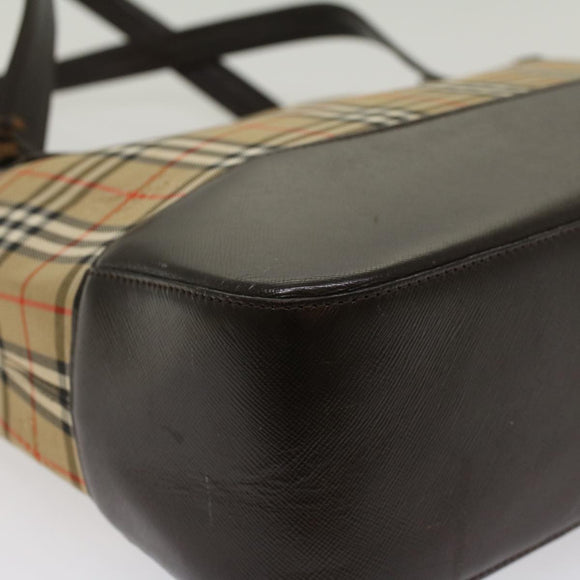 BURBERRY Nova Check Shoulder Bag Canvas Beige Brown Auth hk811