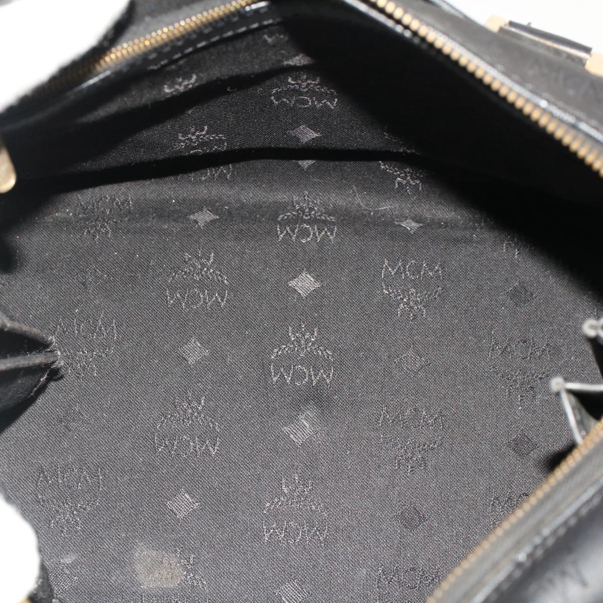 MCM Vicetos Logogram Boston Bag PVC Leather 2way Black Auth hk812