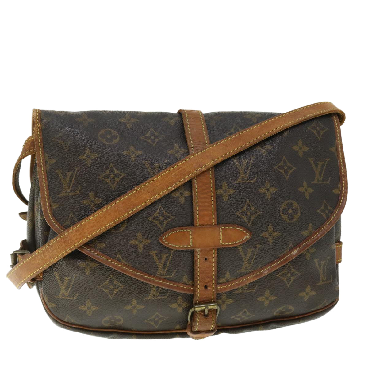 LOUIS VUITTON Monogram Saumur 30 Shoulder Bag M42256 LV Auth hk818