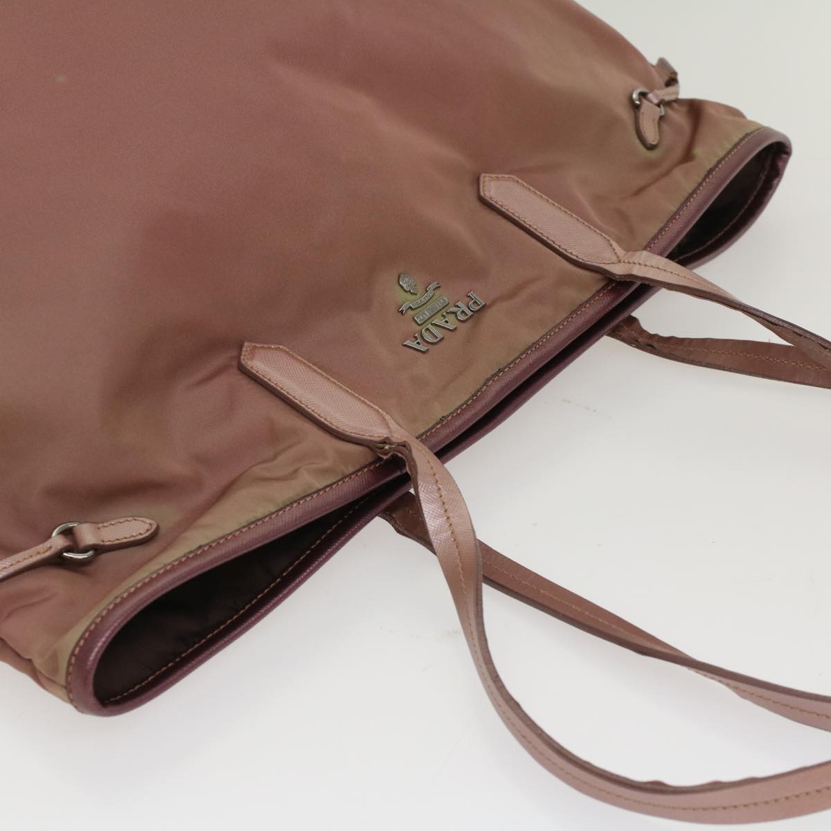 PRADA Tote Bag Nylon Leather Pink Auth hk819