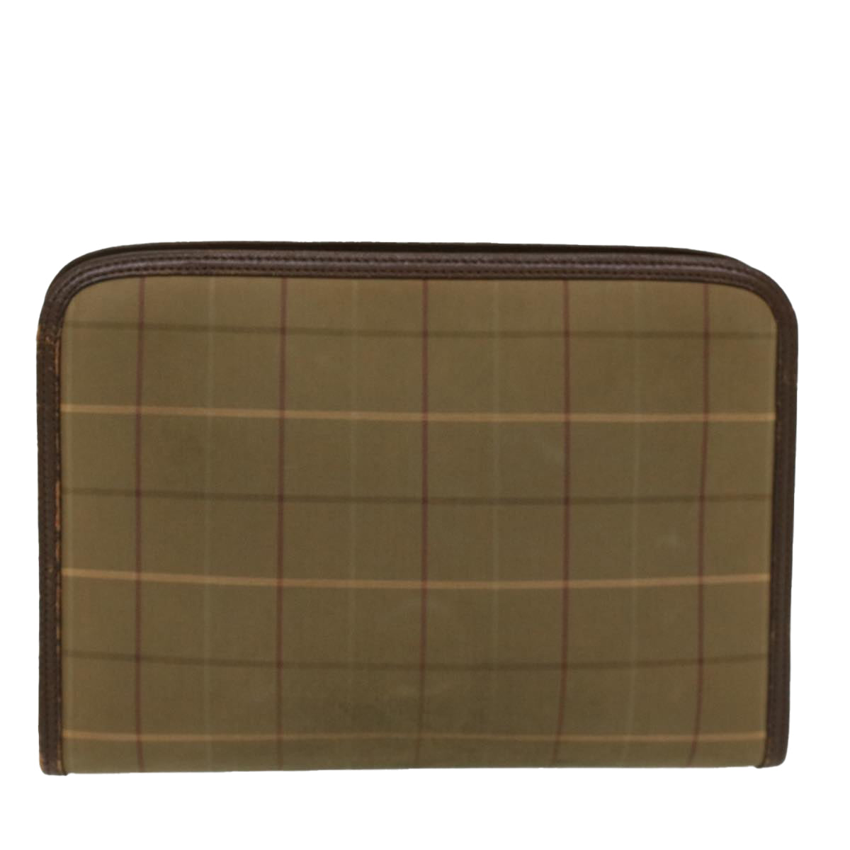 Burberrys Nova Check Clutch Bag Canvas Leather Khaki Brown Auth hk820 - 0