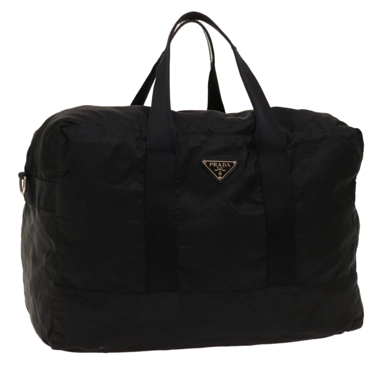 PRADA Boston Bag Nylon Black Auth hk838