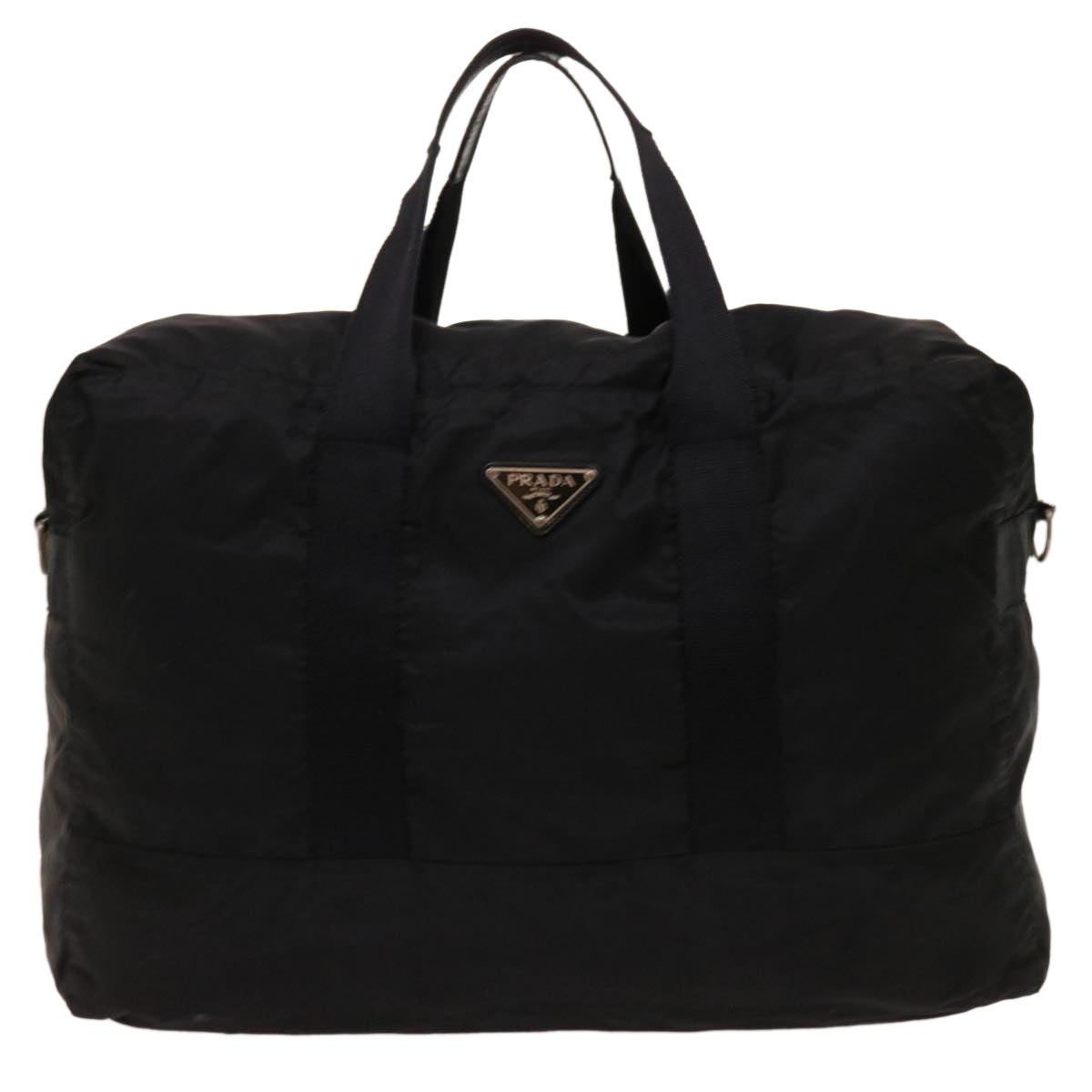 PRADA Boston Bag Nylon Black Auth hk838