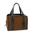 BURBERRY Blue Label Hand Bag Wool Leather Brown Auth hk844-1