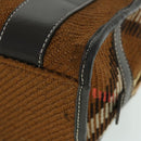 BURBERRY Blue Label Hand Bag Wool Leather Brown Auth hk844-12