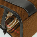 BURBERRY Blue Label Hand Bag Wool Leather Brown Auth hk844-13