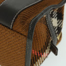 BURBERRY Blue Label Hand Bag Wool Leather Brown Auth hk844-7