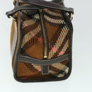 BURBERRY Blue Label Hand Bag Wool Leather Brown Auth hk844-2