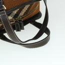 BURBERRY Blue Label Hand Bag Wool Leather Brown Auth hk844-5